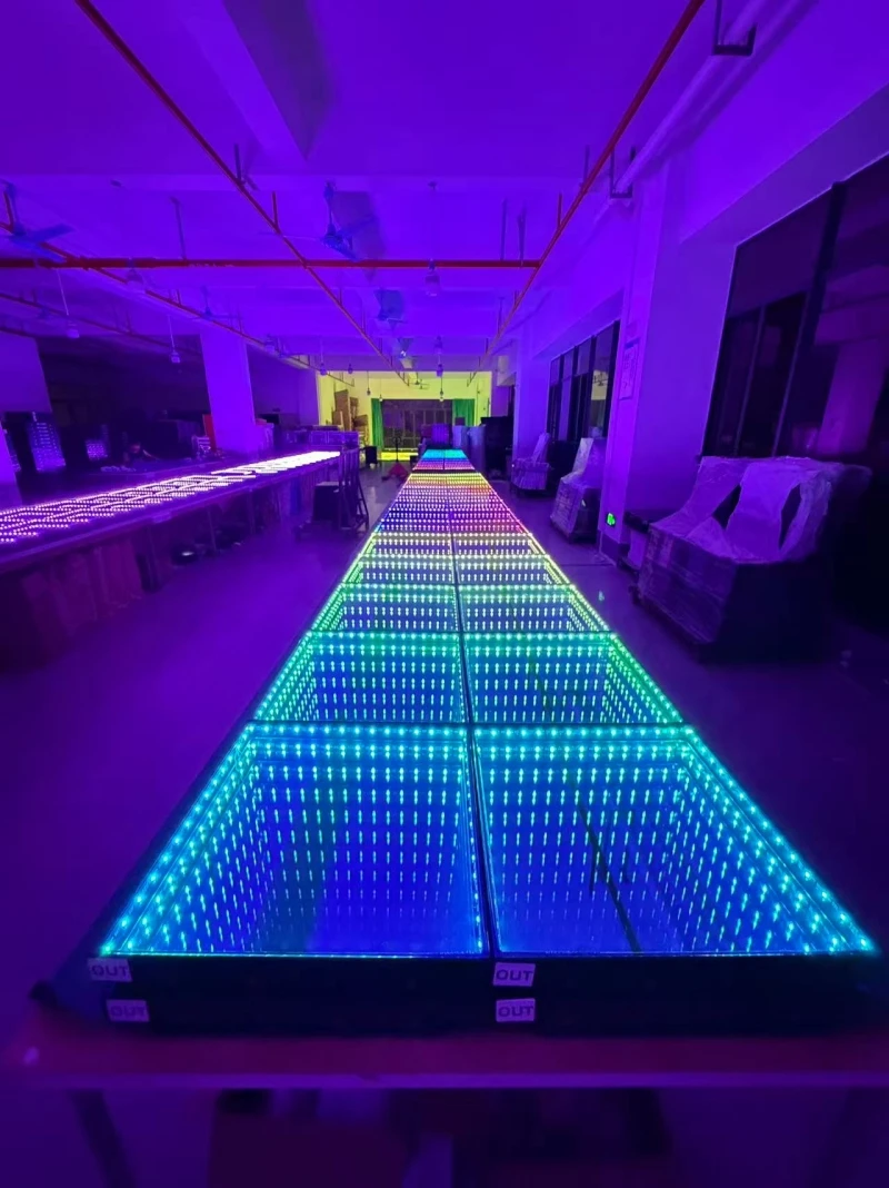 30 pieces with roadcase Latest Fashion rgb color changing Wedding Party Mirror Dance Floor Led Tile Transparent Glass light