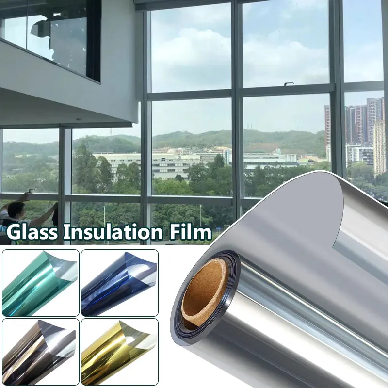 Window Film One Way Privacy Self-adhesive Glass Sticker  Home Office Reflective Mirror Film Sun Blocking Anti UV Tint Foil