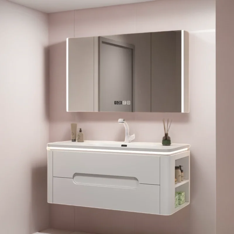 Towel Cabinet Kitchen Furniture Luxury Wc Small Closet Bathroom Wooden Storage Washbasin Corner Wall Shelf Double Open Cabinets