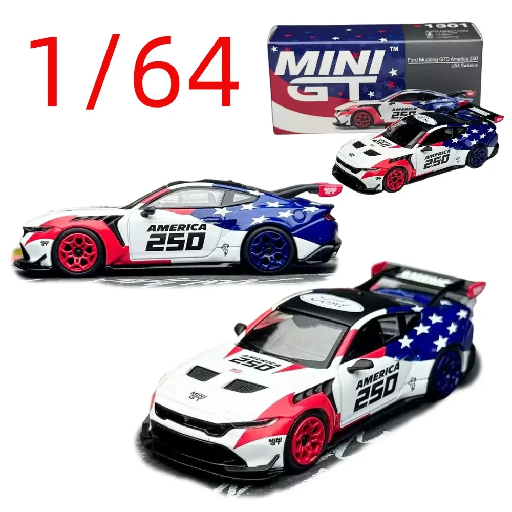 MINIGT Diecast 1/64 Scale Ford Mustang GTD Sports Car Model Alloy Ford Mustang GTD Racing Car Model Collectible Ornaments