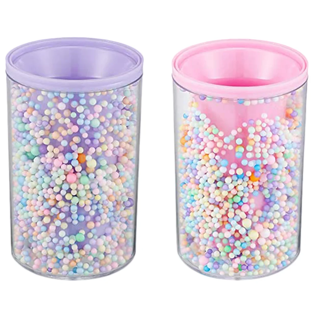 

2Pcs Acrylic Pen Holder Pink Purple Round Large Capacity Desk Organizer Classroom Accessories Gel Pen Case Student Supplies