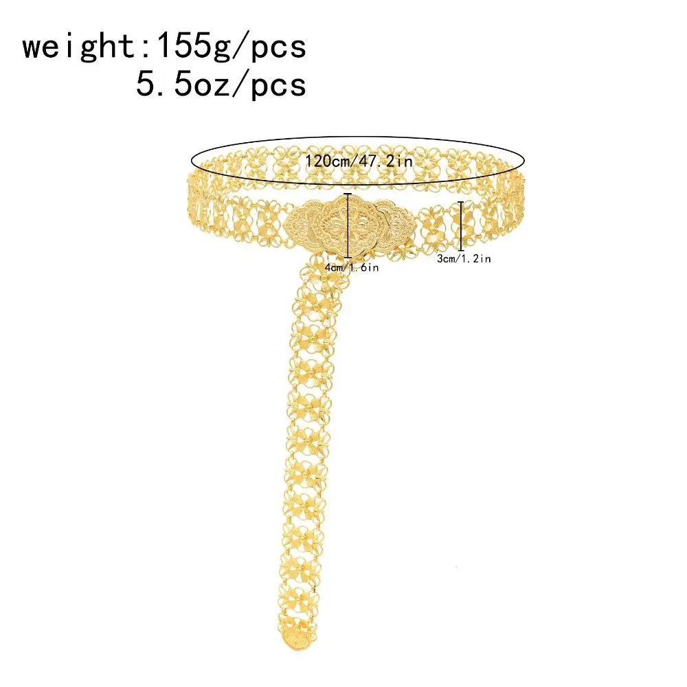 Klassische Metall Ethnischen Stil Gürtel Quaste Aushöhlen Blume Metall Taille Kette Silber Handgelenk Schmuck Gold Gürtel Party Dekoration