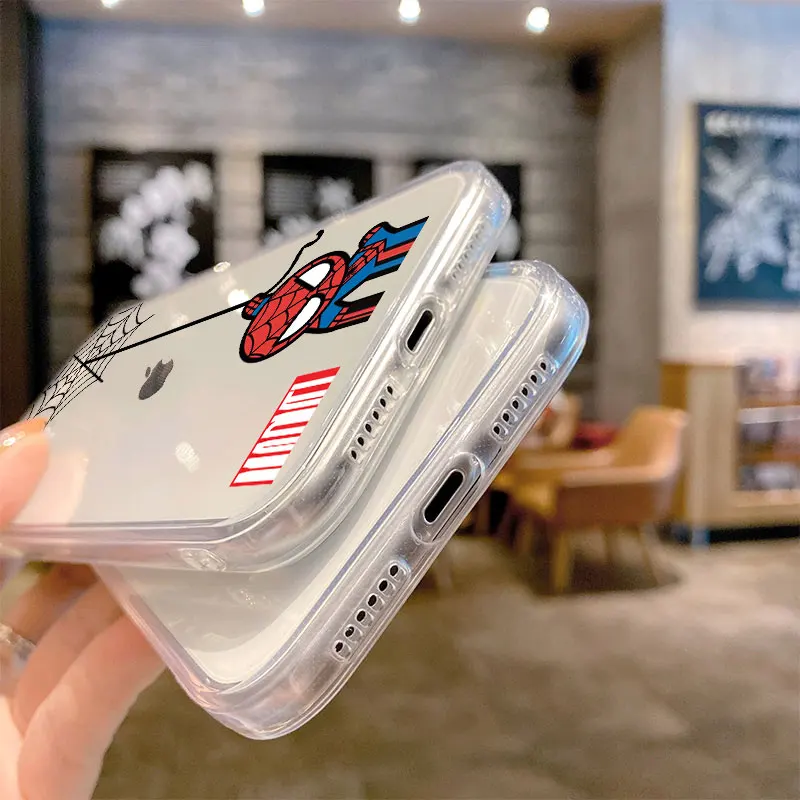 Cute Marvel Spiderman Phone Case for Xiaomi Redmi Note 11 10 Pro 10C 10S 8 7 9S 11S 9A 9C 9T 11T 9 K40 8T Clear Soft TPU Funda image 5