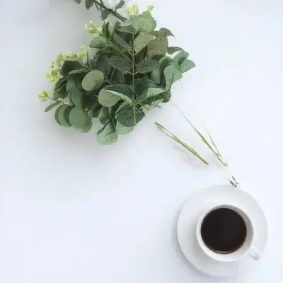 

20Pcs Eucalyptus Leaf Cupcake Toppers Baking Adorns Safe Silk Flower Plastic Materials Leaf Inserting Topper Baking Adorns