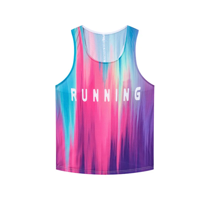 

Summer Outdoor Marathon Tank Tops For Men Women 3D Print Lightweight Thin Breathable Sleeveless Vest Fashion Crew Neck Sport Top