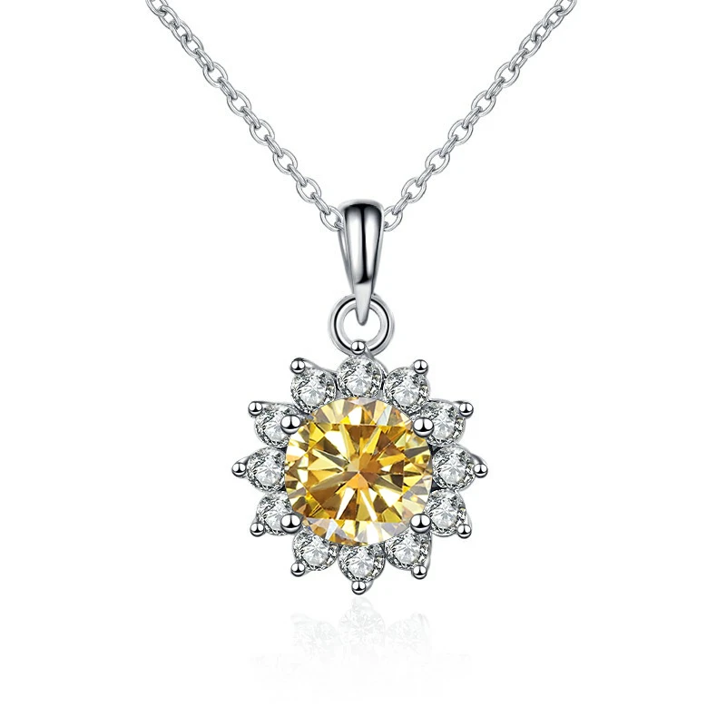 Joias Home Classic 1 Carat Flower Shape Moissanite Pendant Necklace For Women S925 Sterling Silver Fine Jewelry Necklace Gifts