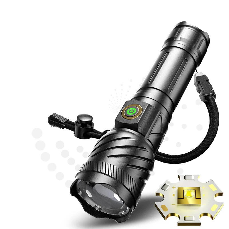 Power Torch LED Multi-Function Emergency Vehicle Safety Hammer Aluminum Alloy White Laser USB Rechargeable Flashlight