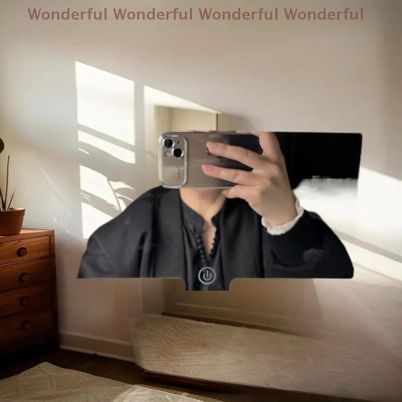 

Brightness Adjustable Auto Vanity Mirror with LED Screen; Touch-Controlled Car Sun Visor Makeup Mirror; Includes Charger