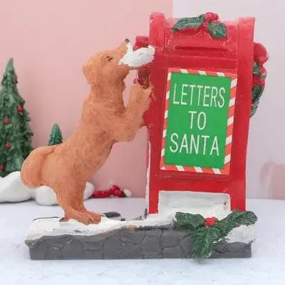 

Christmas Mailbox Figurine Handmade Ornament Festive Cake Decoration Tabletop Craft Gift