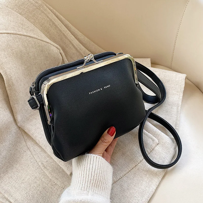 

Fashion Spring summer Shoulder Bag Female PU Leather Crossbody Bags Simple Solir Color Clip Messenger bag Lady Handbag Purse sac