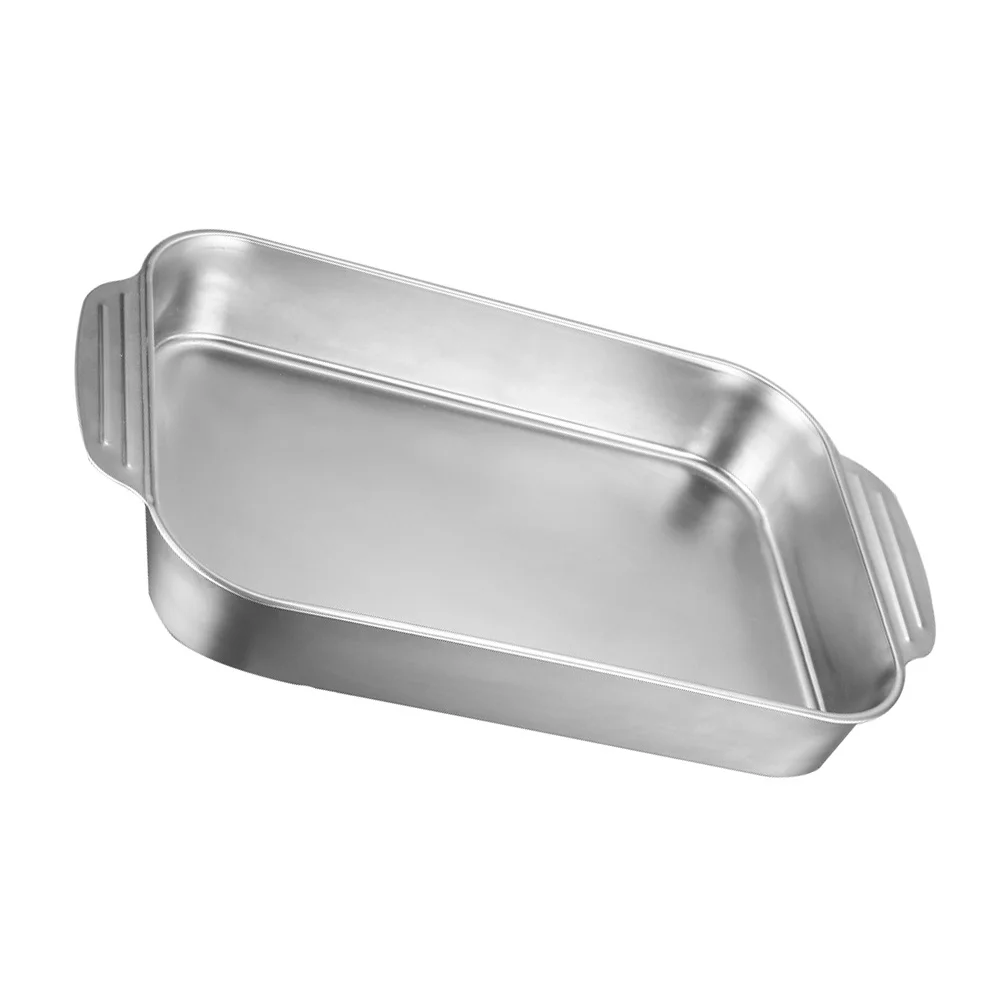 طبق السمك المشوي آذان مزدوجة مستطيلة الفولاذ المقاوم للصدأ عموم مكافحة السمط مقابض طبق الطبخ المنزلي المطبخ خبز عموم #4