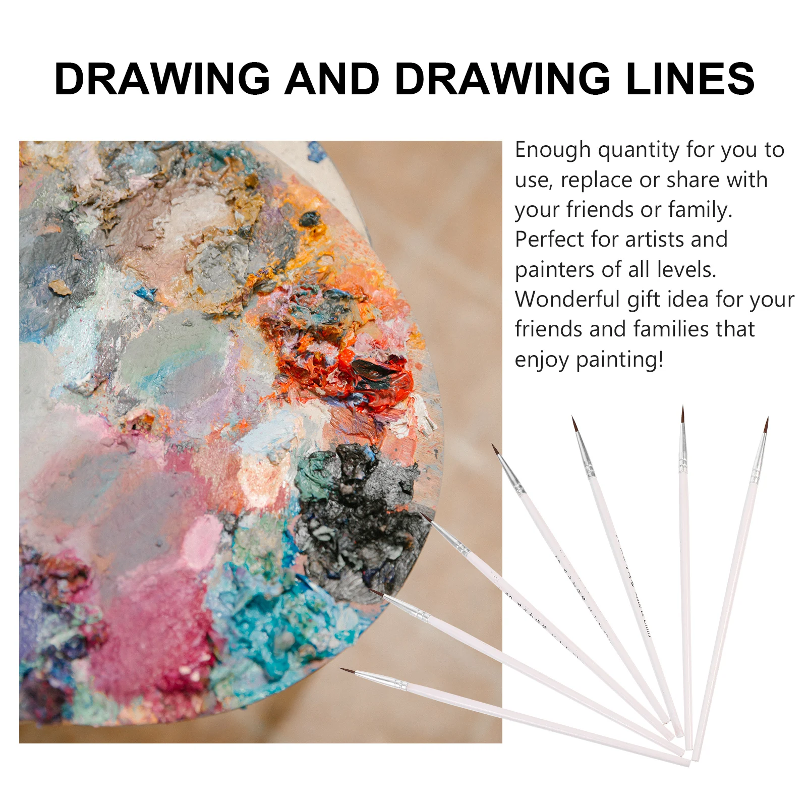 100 قطعة من فرش الطلاء التفصيلي للأظافر بألوان مائية من الأكريليك الزيتي، شعر نايلون عالي الجودة، أداء سلس، مقبض خشبي واسع #6