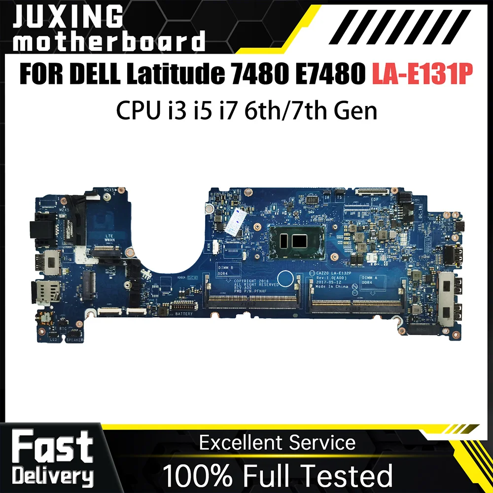 Laptop Motherboard For Dell Latitude 7480 LA-E132P E7480 0HNP6J 063J06 0YF9VM Notebook Mainboard CPU I3 I5 I7 6th 7th Gen