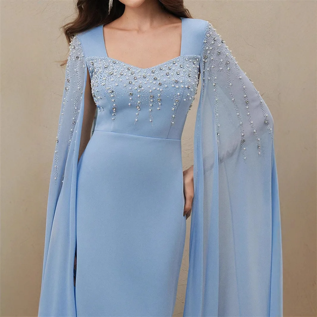 Ele Beaded Evening Dr Long Sve منتصف الخصر الفاخرة بريق المرأة دكتور لتاريخ الزفاف الاسمية KTV الاحتفال