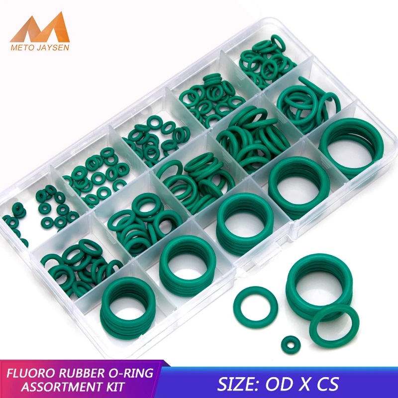 

150PCS Fluorine Rubber FKM Sealing O-rings OD 6mm-30mm CS 1mm 1.5mm 1.9mm 2.4mm Green Gasket Replacements Kits FQ028-029-030-031