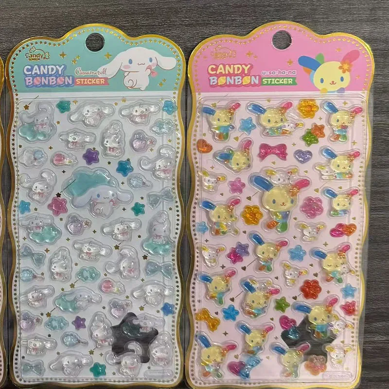 Nuevas pegatinas 3D de cristal en relieve de dibujos animados Usahana Hangyodon 2026, decoración DIY para fundas de teléfono Chococat, regalos de anime para estudiantes