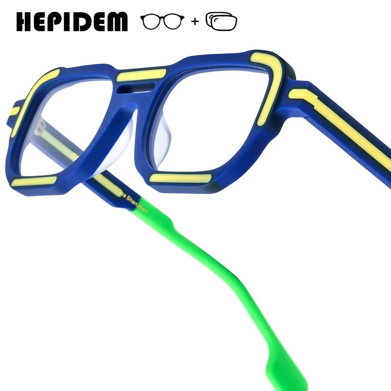 

HEPIDEM Progressive Prescription Glasses Anti Blue Photochromic Myopia Optical Lens Eyewear Men Acetate Square Eyeglasses 9405
