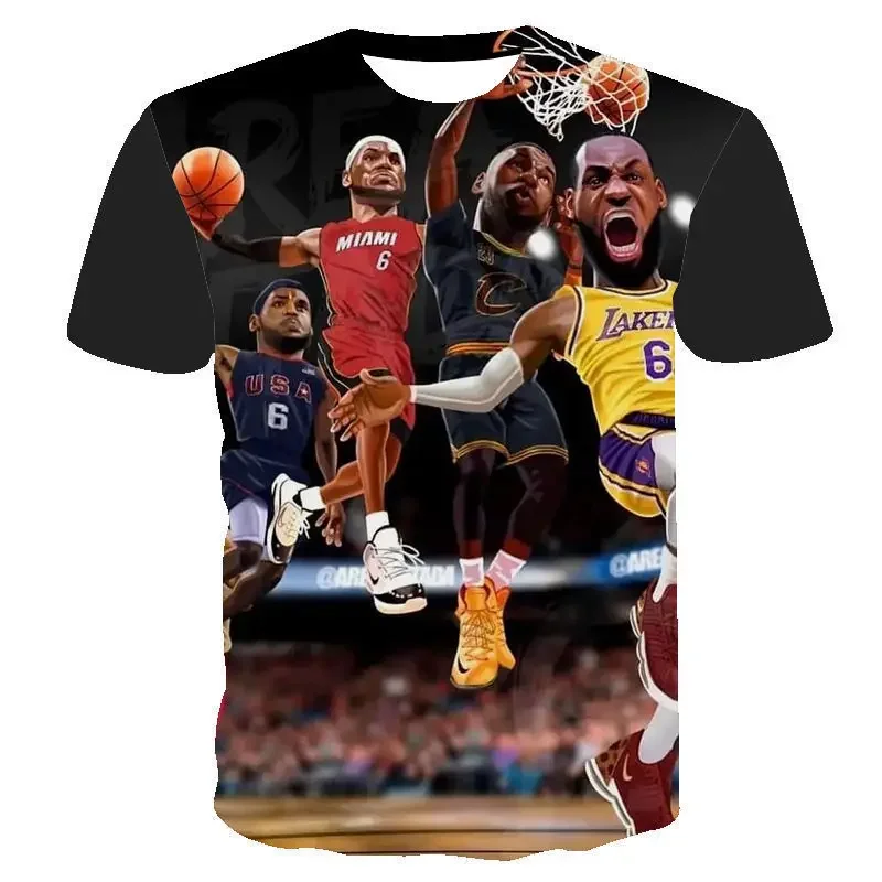 Summer NBA Stars 2024 New T-shirt Short Sleeve Fashionable Breathable Casual Adult Children and Teenagers Same Style LeBron Jame