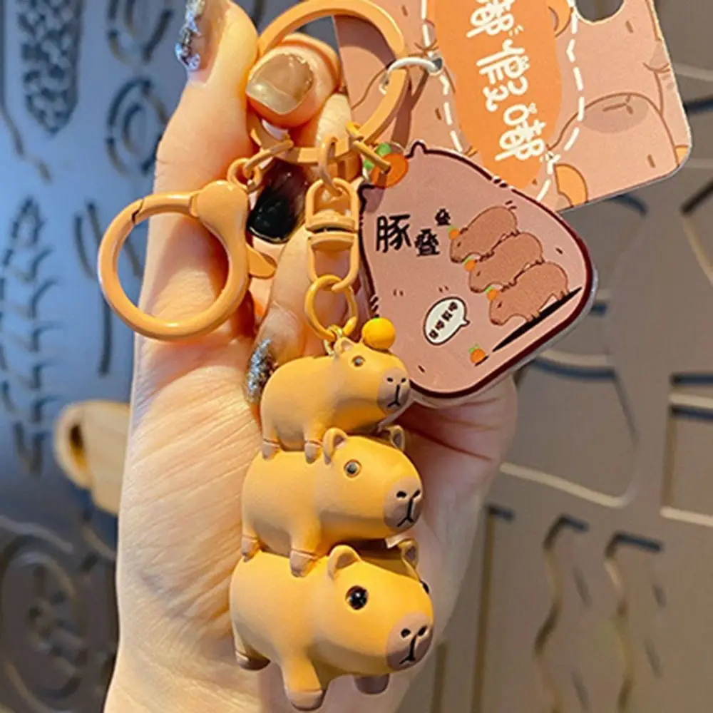 Doll Keychain Mini Capybara Key Chains 3D Animal Guinea Pig Pendant Catrtoon Jewelry Children Kids