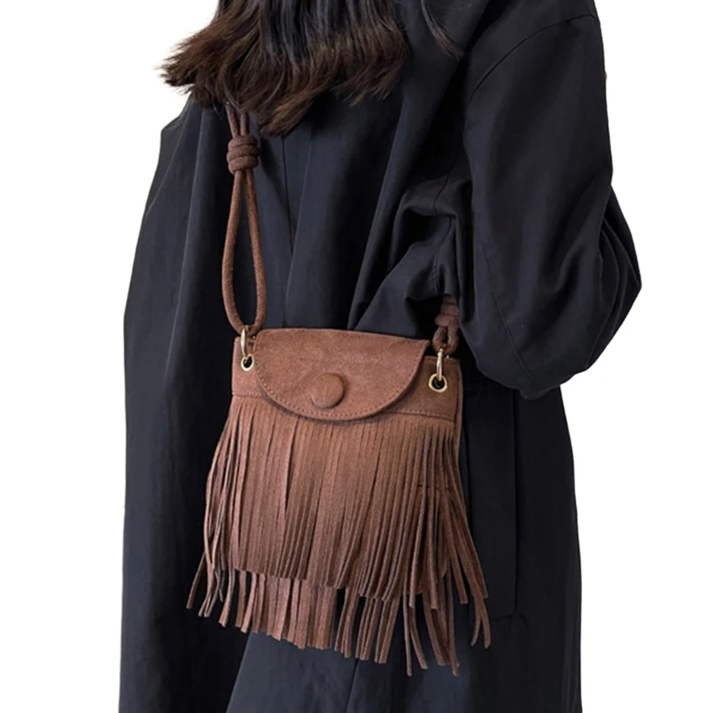 Matte Crossbody Bag with Tassels Accent Trendy and Shoulder Bags Handbag for Ladies