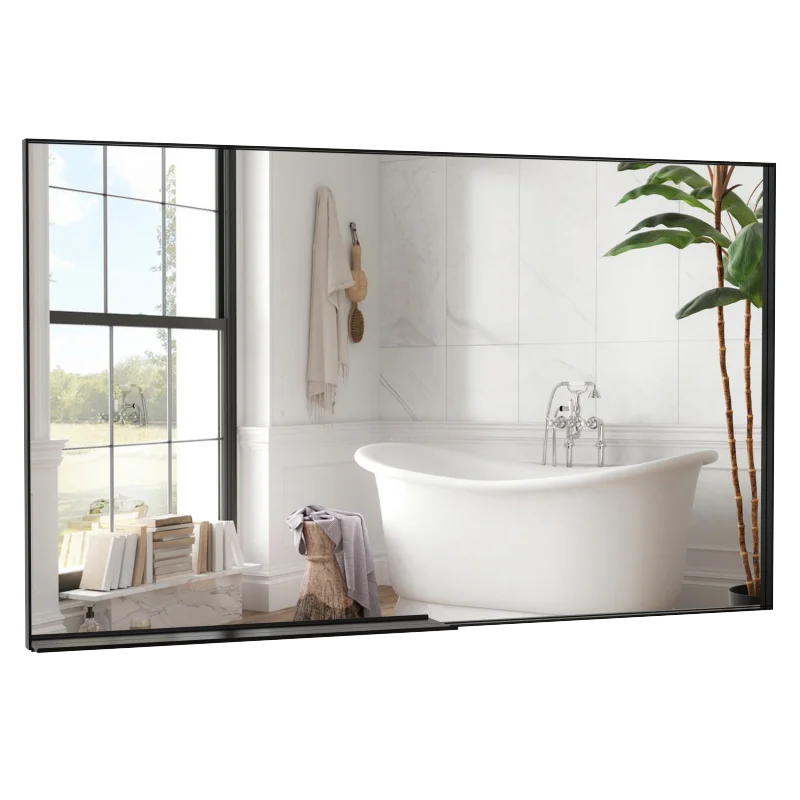 

60*36" Oversized Modern Rectangle Bathroom Mirror with Balck Frame Decorative Large Wall Mirrors for Bathroom Living Room Bed
