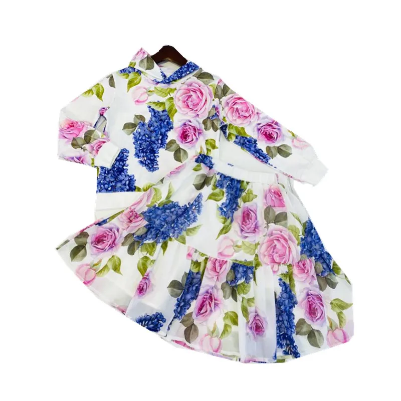 

Girls' flower fashion new hoodie+half skirt set in stock 90-150