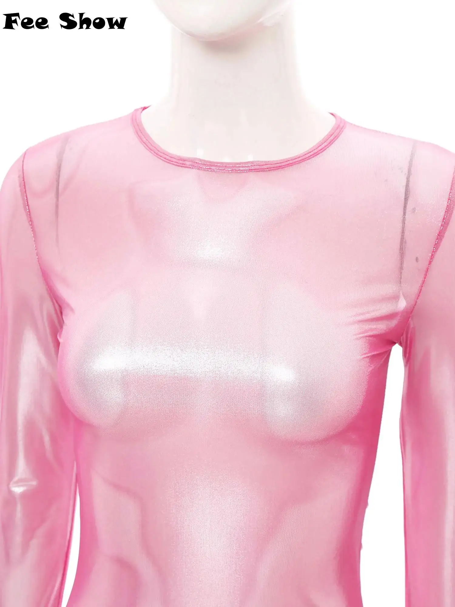 

Женское прозрачное сетчатое платье с длинным рукавом, металлическое глянцевое платье макси, прозрачное платье макси, забавное нижнее белье, одежда для ночного клуба