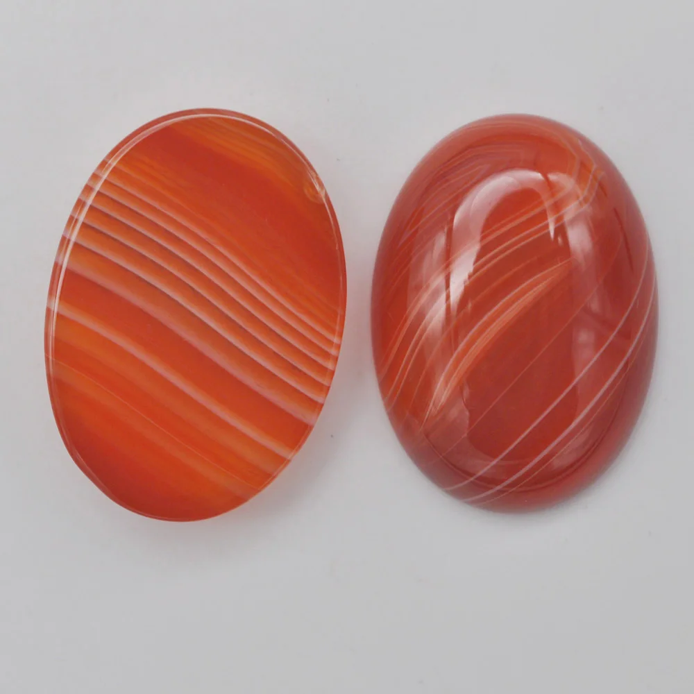 25x18MM 0range Red Veins Agate Stone Oval Cabochon Jewelry For Woman Gift Making (2pcs/lot) H193