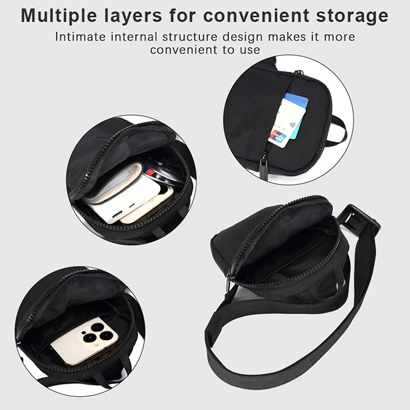 Mini-Brusttasche für Herren und Damen, lässige Umhängetasche, wasserdichtes Nylon, für Outdoor-Aktivitäten, Laufen, Radfahren, Reisen, Handytaschen – Detail 3