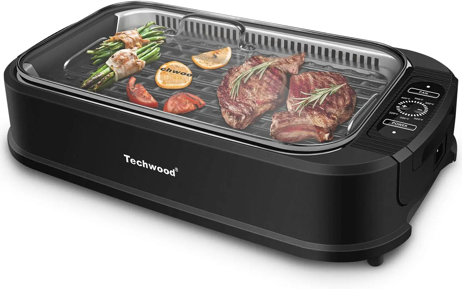 Indoor Grill, 1500W Smokeless Electric Grill With Tempered Glass Lid, Compact & Portable Non-Stick BBQ Grill, 6-Level Control