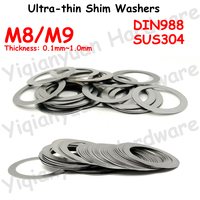 Yiqianyuan M8 M9 DIN988 SUS304 Stainless Steel Adjusting Shim Washers Ultra-thin Plain Washer Flat Gaskets