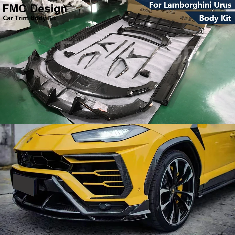 For Lamborghini Urus Dry Carbon Fiber Car Front Lip Rear Diffuser Spoiler Side Skirts Air Vent Trunk Parts Upgrade Body kit