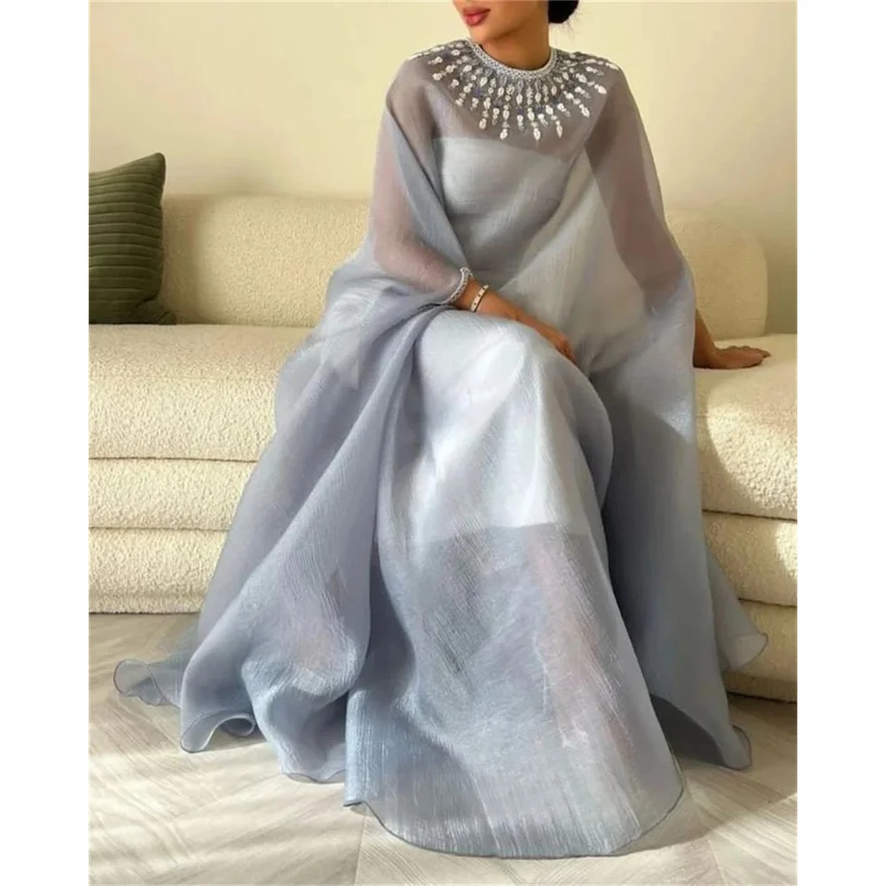 

Sexy Evening Dresses Organza Beading Ball Dress O-Neck Floor Length Exquisite High Quality Party Prom Gowns for Women Customized