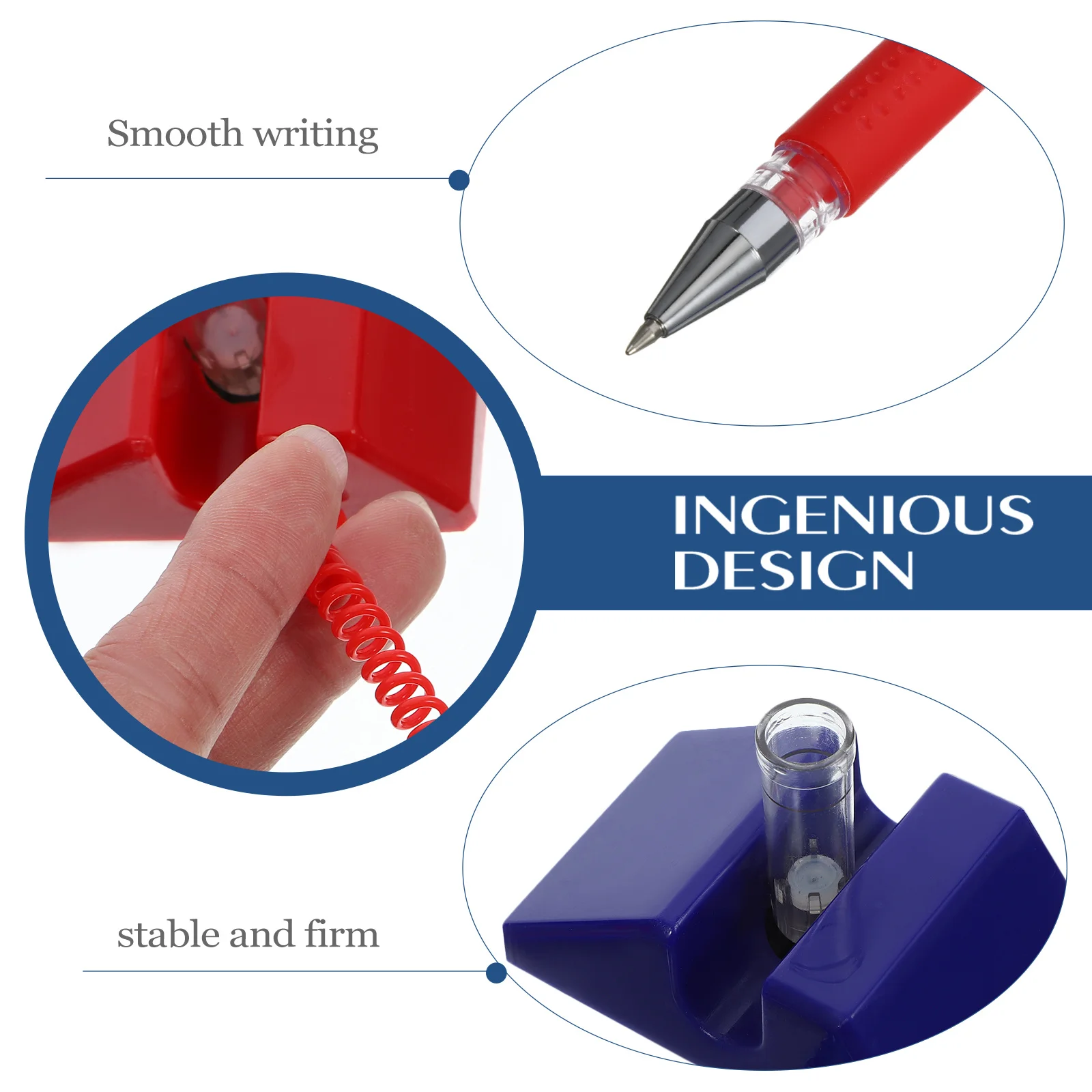 

3pcs Security Pen With Stand Desktop Anti-Theft Chain Counter Gel Ink Pens Reception Desk Office Bank Use Smooth Leakproof