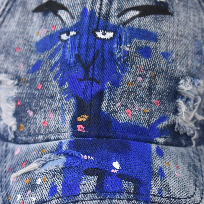 Baseball Cap Alpaca Printing Pattern Cowboy Wash water Graffiti Hole Sun hat Outdoor Autumn baseball cap