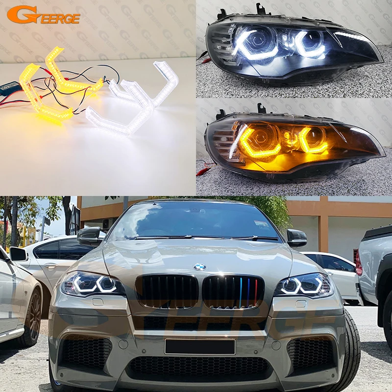 

For BMW X6 E71 E72 2008 2009 2010 2011 2012 2013 2014 Ultra Bright Acrylic Concept M4 Iconic Style LED Angel Eyes Kit Halo Rings