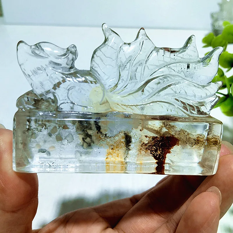 Natura Stones Garden Crystal Fox Statue Meditation Energy Healing Feng Shui Crystal Room Decoration