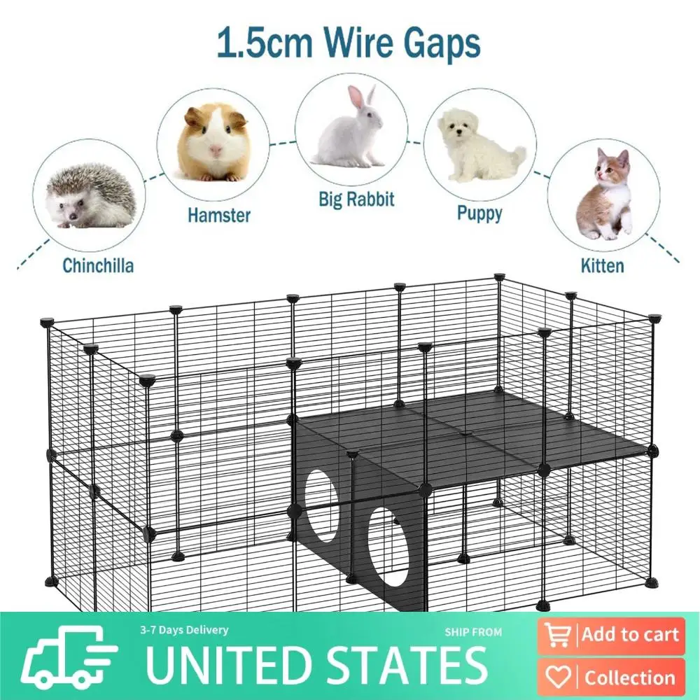 

Metal Guinea Pig Cages 57.09x29.53x29.53in Pet Playpen Portable Metal Fence for Guinea Pigs/Bunny/Hedgehogs/Chickens