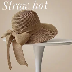 2025 Outdoors Straw Hat Summer New Hollow ted Sun Protectionand Sunshade Hat for Women's Leisure VersatileSmall Fresh Fashion