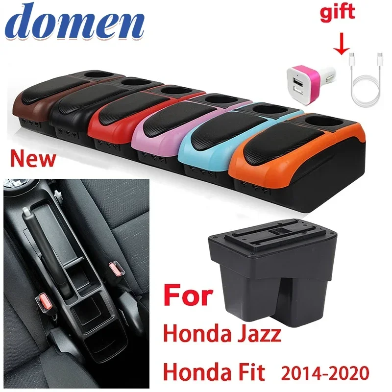 

For Honda Jazz Armrest Box 2014 2015 2016 2017 2018 2019 2020 For Honda Fit Jazz 3 Car Armrest Armrest Storage box usb cup