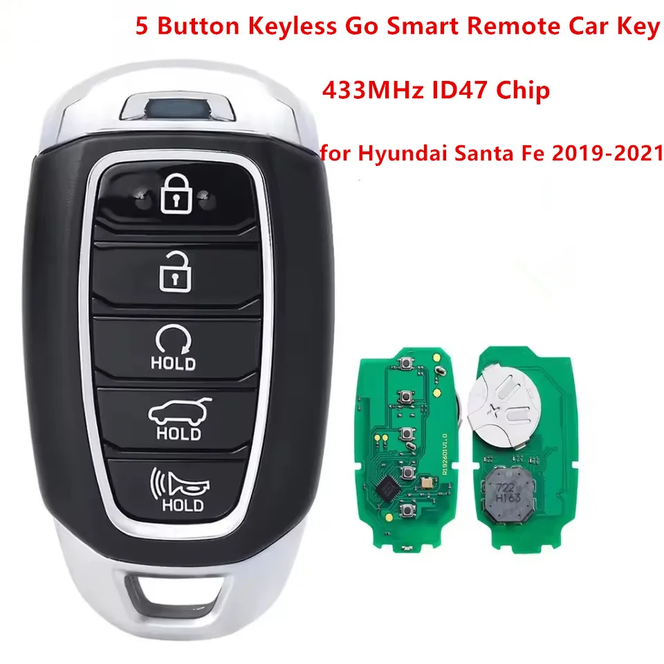

Keyecu P/N:95440-S1050 5B Keyless Go Smart Remote Car Key 433MHz ID47 Chip for Hyundai Santa Fe 2019-2021 TQ8-FOB-4F33