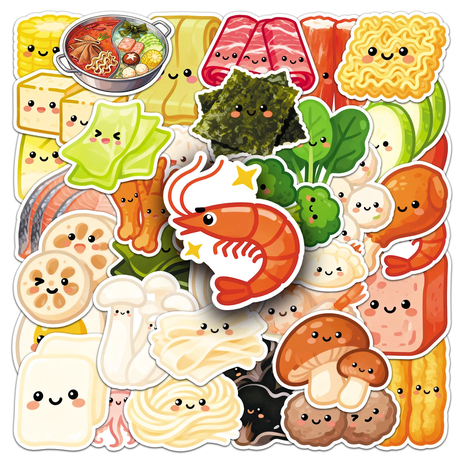 

50PCS Cartoon Q Version Cute Food Funny Graffiti Stickers Creative DIY Stationery Box Scrapbook Diary Luggage Waterproof Sticker