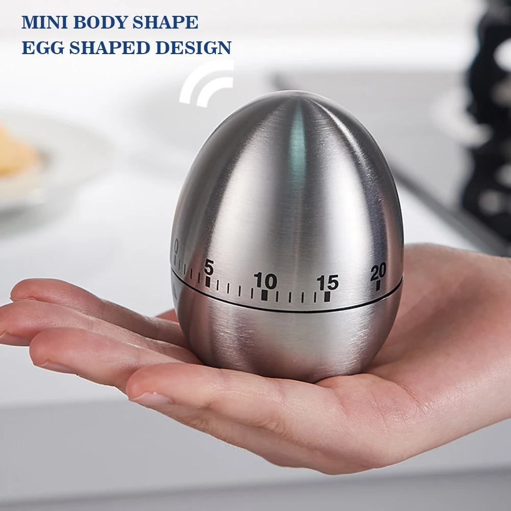 

Stainless Steel Egg/Apples Shape Mechanical Timer No Battery Required Alarm Clock For Cooking Baking