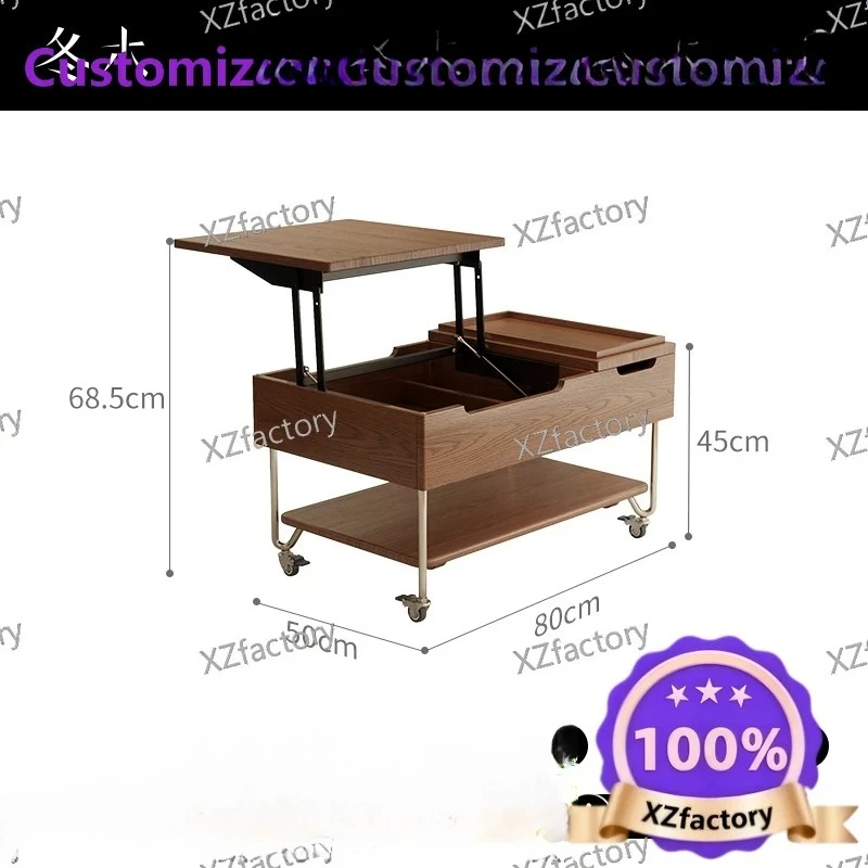 Factory Direct 2026 Top RatedSolid wood lifting coffee table movable multi-functional sofa side cabinet small apartment living r