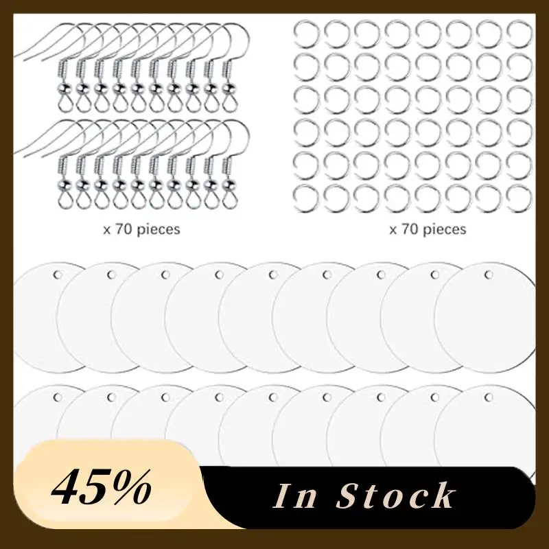 

A78K New DIY Earring Craft Set: 210Pcs With Double-Sided Sublimation Blanks, Heat Transfer Hooks, And Jump Rings
