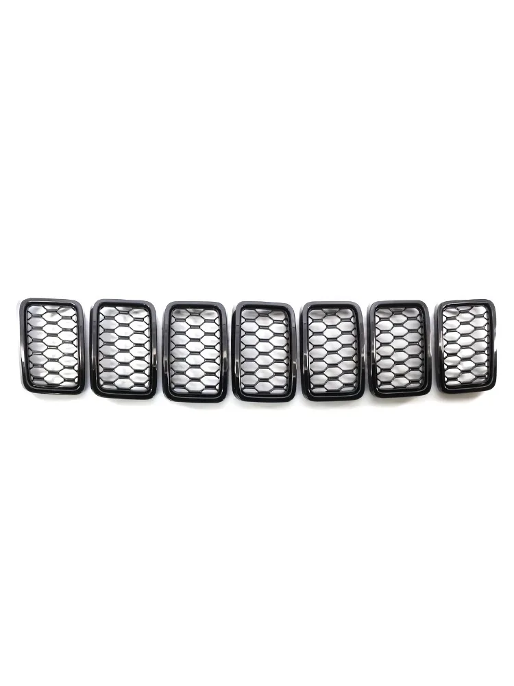 Für Jeep Grand Cherokee 2017 2018 2019 2020 2021 7-teiliges Set Frontgrill Wabengitter Abdeckung Zierleiste Dekor