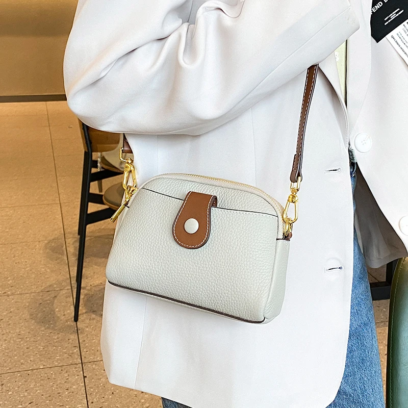 Women's Cowhide Real Leather Bag Female Fashion Designer Luxury Handbag Ladies Small Square bag Retro Crossbody Shoulder Bags