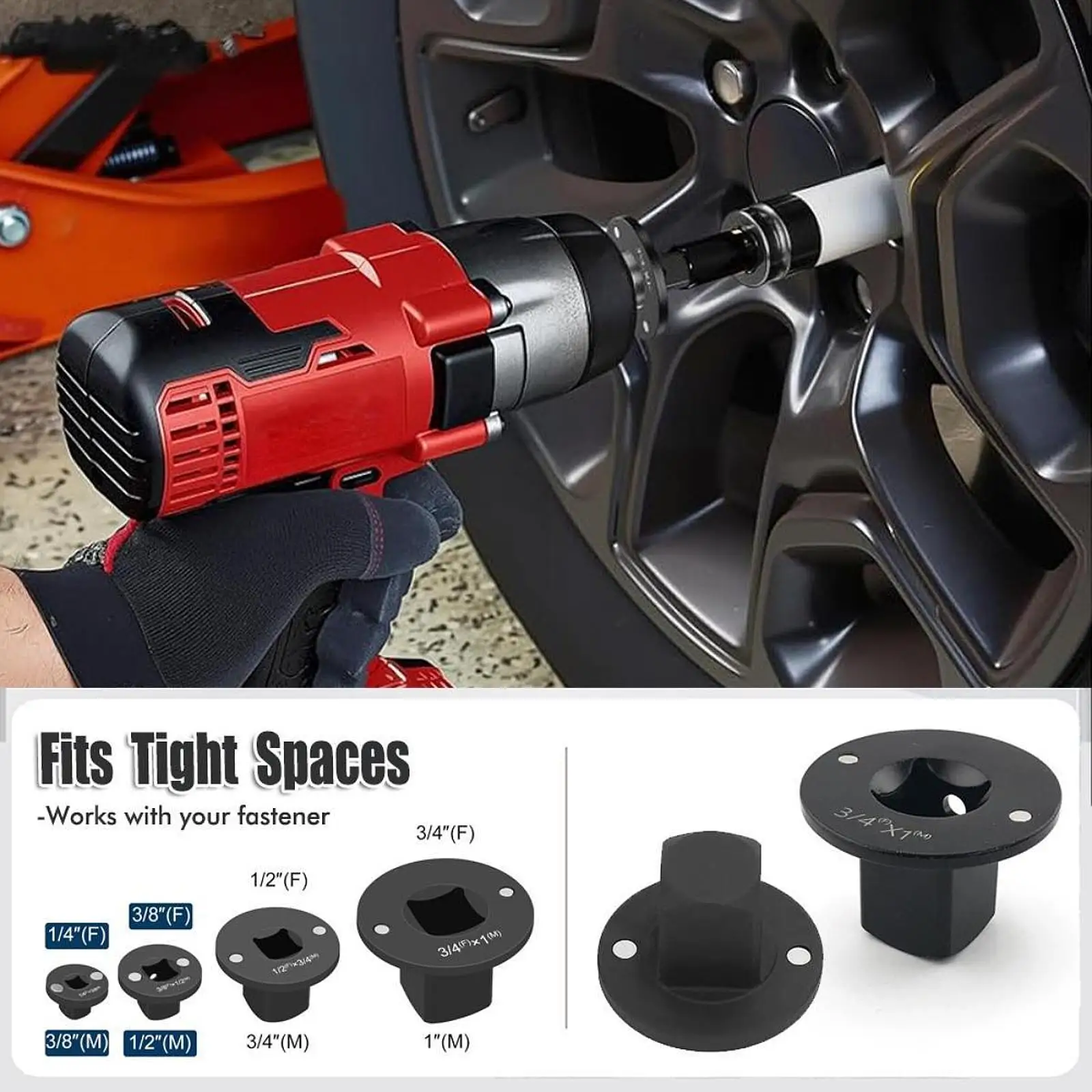 4Pcs Low Profile Impact Sockets Adapter, 3/4