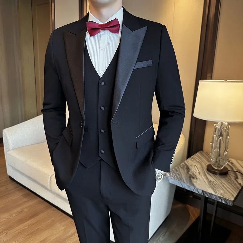 Traje de novio para hombre, traje de boda de alta gama, estilo coreano, chaqueta informal de doble botonadura, 70