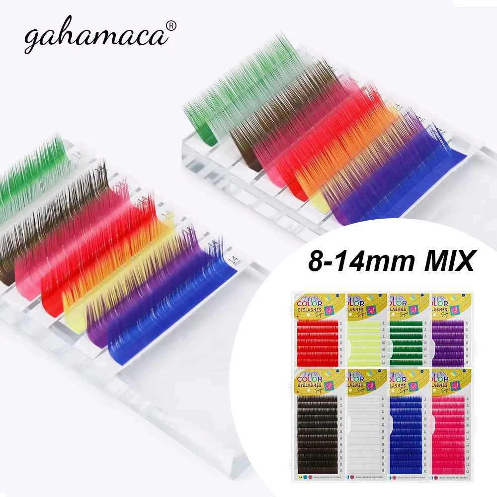 

GAHAMACA Color Lash C/D/L/LU Curl Colored Eyelash Extensions Classic Individual False Cilio Natural Soft Mink Lashes Wholesale